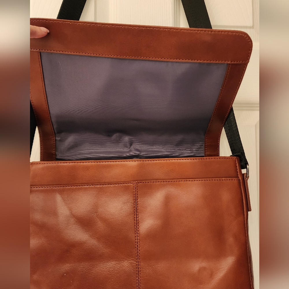 Blackbook Travel Co. Banner Messenger Bag In Cognac - Picture 9 of 15